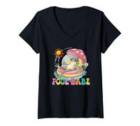 Mujer Pool Babe Lindo Rana Seta Retro Verano Vibes Camiseta Cuello V