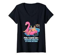 Mujer Pool Floatie CEO Director Gerente De No Hacer Nada Camiseta Cuello V