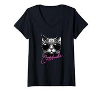 Mujer Pop Art - Catitude Cat Camiseta Cuello V