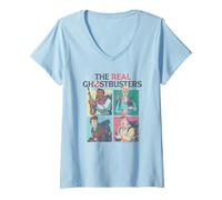 Mujer Pop Art Character Squares Classic 80's Cartoon Camiseta Cuello V