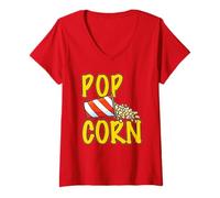 Mujer Popcorn Bucket I Love Popcorn Movie Snack Popcorn Amante Camiseta Cuello V