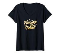 Mujer Popcorn & Plot Twists Funny Movie Film TV Show Fan Camiseta Cuello V
