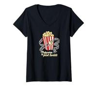 Mujer Popcorn & Plot Twists Movie Film Buff Cinema Fan Camiseta Cuello V