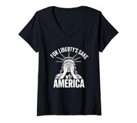 Mujer Por el bien de la libertad WTF América decepcionó a Miss Liberty Camiseta Cuello V