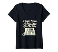 Mujer por Favor, Deje un Mensaje después de la Respuesta Retro de los años 80 Camiseta Cuello V