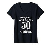 Mujer por Favor, no Hay envidia Porque me Veo Tan Bien a los 50, cumpleaños Camiseta Cuello V