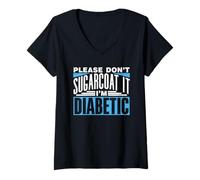 Mujer por Favor No Lo Endulce: Soy Diabético Diabéticos Diabetes Camiseta Cuello V