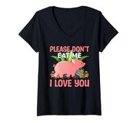Mujer por Favor, no me Comas te Amo Camiseta Cuello V