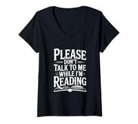 Mujer por Favor, no me hables Mientras Leo a los Amantes de los Libros Camiseta Cuello V