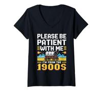 Mujer Por favor, sea paciente 1900 Camiseta Cuello V