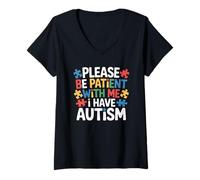 Mujer por Favor, Sea Paciente Tengo Conciencia sobre el Autismo Neurodivergente Camiseta Cuello V