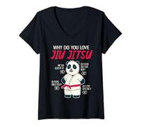 Mujer por qué amas el Divertido Panda BJJ brasileño Divertido Jiu Jitsu Camiseta Cuello V