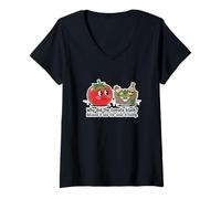 Mujer ¿por qué el Rubor de Tomate VIO aderezo para Ensalada Divertido Papá Broma Juego de Palabras Humor Camiseta Cuello V