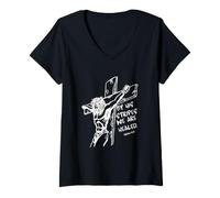 Mujer por Sus Rayas Somos Sanados Isaías 53:5 Camiseta Cuello V