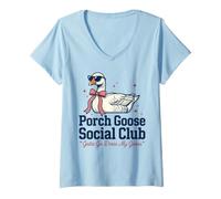 Mujer Porch Goose Social Club Tiene Que IR a Vestir a mi Amante de los Gansos Camiseta Cuello V