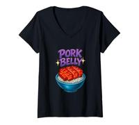 Mujer Pork Belly Vintage Inspired Sarcastic Foodie Airbrush Style Camiseta Cuello V