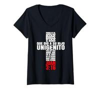 Mujer Porque de Tal Manera Amo a Dios - Mensajes Biblicos Cristianos Camiseta Cuello V