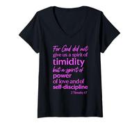 Mujer Porque Dios no Nos DIO un espíritu de timidez 2 Timoteo 1:7 Camiseta Cuello V