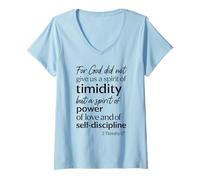 Mujer Porque Dios no Nos DIO un espíritu de timidez 2 Timoteo 1:7 Camiseta Cuello V