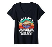 Mujer Porque Soy excepcional en mi Campo o Pesca de Carpas en el Lago Camiseta Cuello V