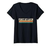 Mujer Port St Lucie, Florida, EE. UU., Nombre de Ciudad, Colores clásicos y Vintage Camiseta Cuello V