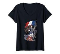 Mujer Portador de la Bandera de la Libertad de la Patria de Francia - Art Nouveau francés Camiseta Cuello V