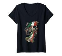 Mujer Portador de la Bandera de la Libertad de la Patria Italia - Art Nouveau Italiano Camiseta Cuello V