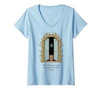 Mujer Portal Búho Mágico Fantasía Cielo Nocturno Arte Místico Criaturas Camiseta Cuello V