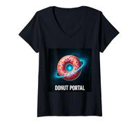 Mujer Portal de donas a través del Espacio cósmico Camiseta Cuello V