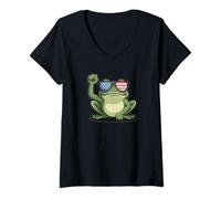 Mujer Portland Frog Subtle Protest on NO Kings Day Camiseta Cuello V