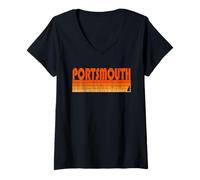 Mujer Portsmouth, estilo retro de los años 80 de New Hampshire Camiseta Cuello V