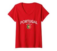 Mujer Portugal Camiseta Lisboa Portugués Fan Retro Vintage Camiseta Cuello V