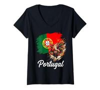 Mujer Portugal Gallo De Barcelos Bandera Nacional Camiseta Cuello V
