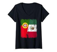 Mujer Portugal México Media Bandera Patrimonio Mexicano Portugués Camiseta Cuello V