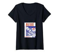 Mujer Portugal Nazaré Praia do Norte Surfing Surfing - Olas Camiseta Cuello V
