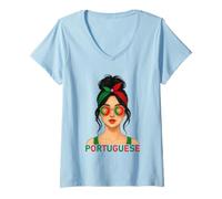 Mujer Portuguese Girl Portugal Flag Portuguesa Girlfriend Wife Camiseta Cuello V