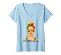 Mujer Portuguese Girl Portugal Flag Portuguesa Girlfriend Wife Camiseta Cuello V