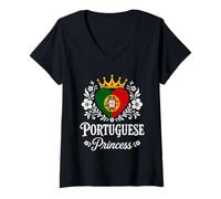 Mujer Portuguese Princess Portugal Flag Proud Portuguese Girl Camiseta Cuello V