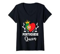 Mujer Portuguese Queen Portugal Flag Proud Portuguese Woman Camiseta Cuello V