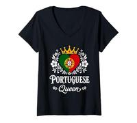 Mujer Portuguese Queen Portugal Flag Proud Portuguese Woman Camiseta Cuello V