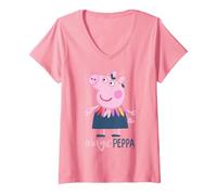 Mujer Pose de Truco mágico de Peppa Pig Fun Friends Forever Classic BFF Camiseta Cuello V