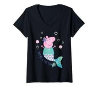 Mujer Pose mágica de Sirena de Peppa Pig, Happy Friends Forever Classic Camiseta Cuello V
