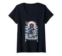 Mujer Poseidón Dios griego del mar y el poder de las tormentas Camiseta Cuello V