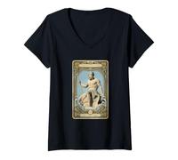 Mujer Poseidón, Dios Griego Señor del Mar Tarot Art Camiseta Cuello V