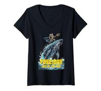 Mujer Poseidón Montando Una Ballena Mitología Griega Fantasía Amante Camiseta Cuello V