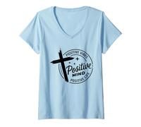 Mujer Positive Mind Vibes Life - Cita Cristiana inspiradora Camiseta Cuello V