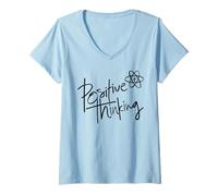Mujer Positive Thinking Sign Think Like a Proton Be Positive Quote Camiseta Cuello V