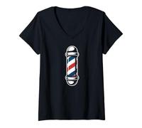 Mujer Poste de barbero clásico Estilo Retro Vintage Camiseta Cuello V