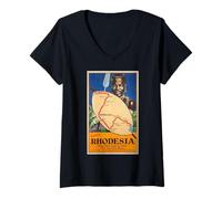 Mujer Póster Clásico Visit Rhodesia Camiseta Cuello V
