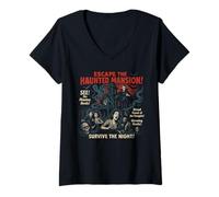 Mujer Póster de la película de Escape de la mansión embrujada, Vintage, Halloween Camiseta Cuello V